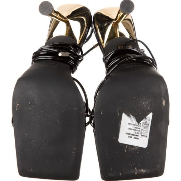 GIA BORGHINI Womens Patent Leather Square ToShort Lace Up Sandals Rosie Black 40 - Picture 5 of 5